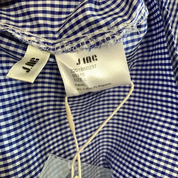 J. ING Off-Shoulder Gingham Blue Midi Fit & Flare Dress NWT Womens Size Large - Picture 6 of 14